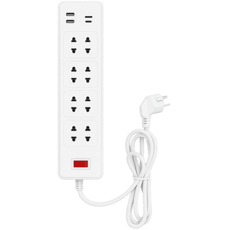 (23600004)-1 8-Outlet Power Strip with 2 USB-C & 2 USB-A Ports White