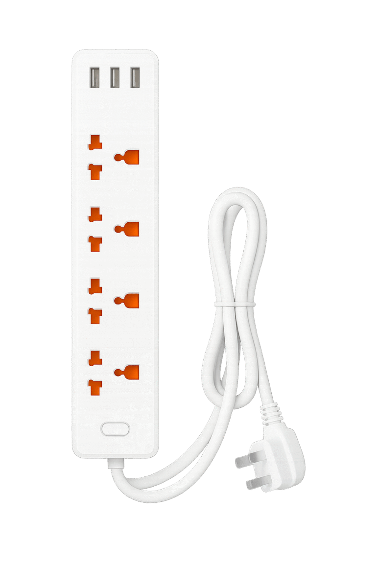 4-Outlet Power Strip with 3 USB-A Ports (236000005) White No letter